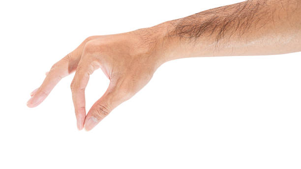 istock Male hand picking something  isolated on white background. 1401253045