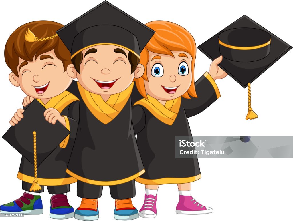Phim Hoạt Hình Tốt Nghiệp Trẻ Em Trong Trang Phục Màu Đen Hình ...