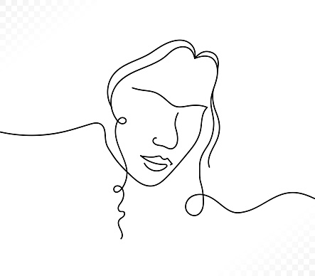 line art sketch of a girl face