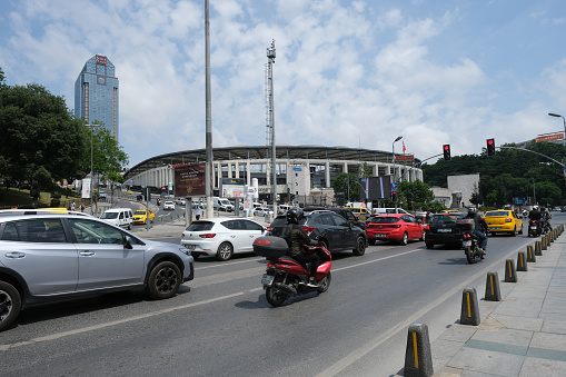 Istanbul, Turkey - June 03, 2022: Exterior view of Vodafone Arena. The stadium is the home of Turkish football league champions Besiktas JK of Istanbul, Turkey.