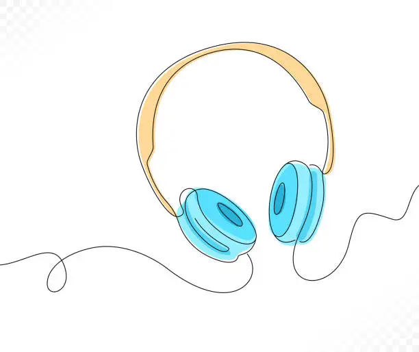 Vector illustration of headset line art