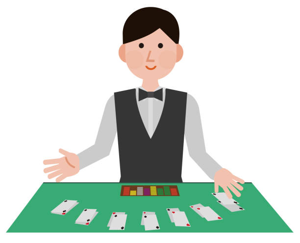 カジノディーラーの男性のイラスト - casino worker点のイラスト素材／クリップアート素材／マンガ素材／アイコン素材