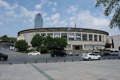 Istanbul, Turkey - June 03, 2022: Exterior view of Vodafone Arena. The stadium is the home of Turkish football league champions Besiktas JK of Istanbul, Turkey.