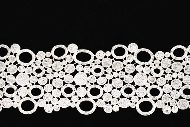 istock White lace in circle shape on black background isolated horizontally. Close up 1401270073