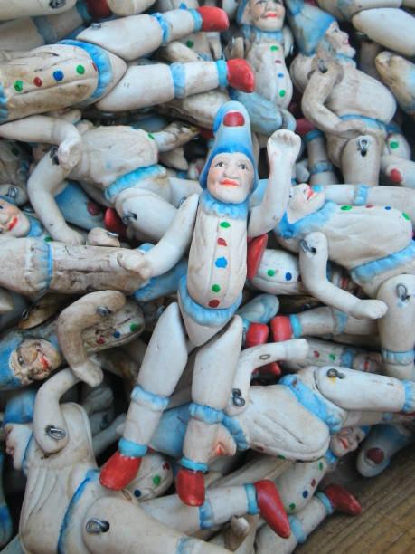 Antique porcelain baby dolls in a flea market
