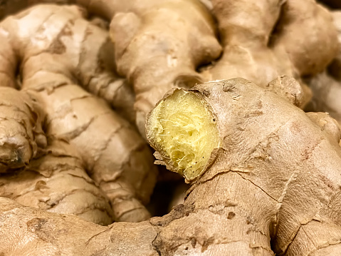 Full frame shot of a pile of ginger roots