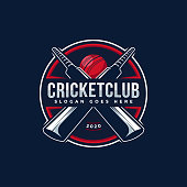 istock Badge emblem Cricket logo, cricket team sport design vector on dark background 1401271244