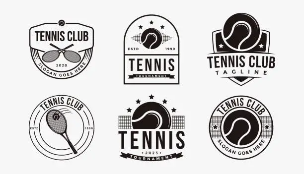 Vector illustration of Set of badge emblem Tennis club, tournament, tennis logo design vector on white background