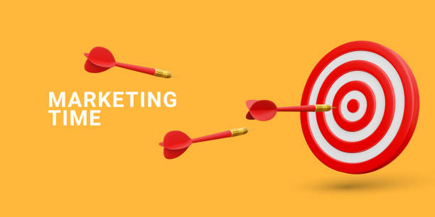 istock Marketing time concept. Targeting the business. Realistic 3d design red target and dart arrows. Vector illustration 1401271281