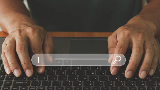 istock Man using computer laptop to Searching for information with blank search bar, Searching Browsing Internet Data Information Networking Concept, SEO Data Search Technology, Search Engine Optimization. 1401271370