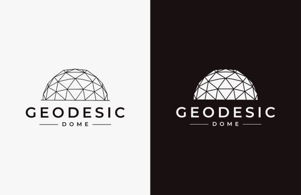 Set of Simple Geodesic dome logo icon vector on black and white background Set of Simple Geodesic dome logo icon vector on black and white background dome stock illustrations