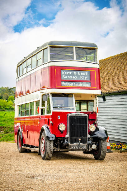 English retro double decker bus stock photo