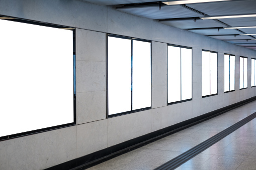 Blank advertisement screens / ad display in  train staion mock-up