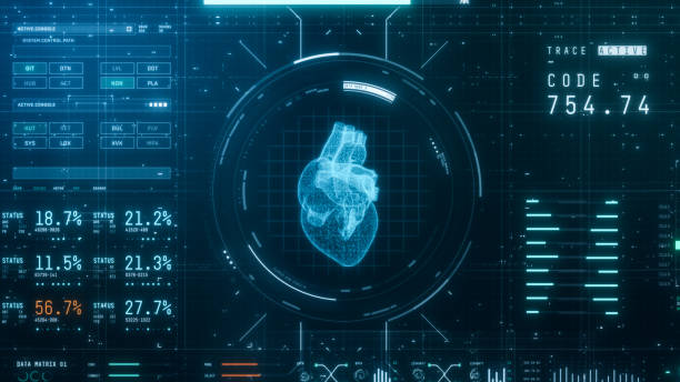 human heart scanner stock photo