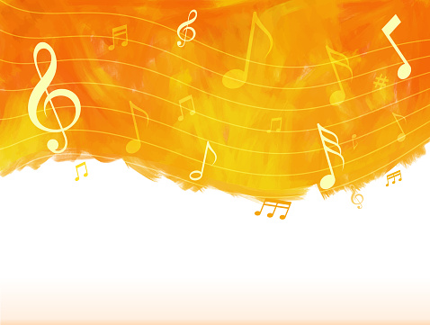 music symbols on watercolor background template design