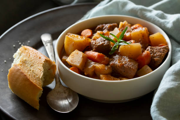 rosemary root vegetable beef stew - parsnip vegetable winter food imagens e fotografias de stock