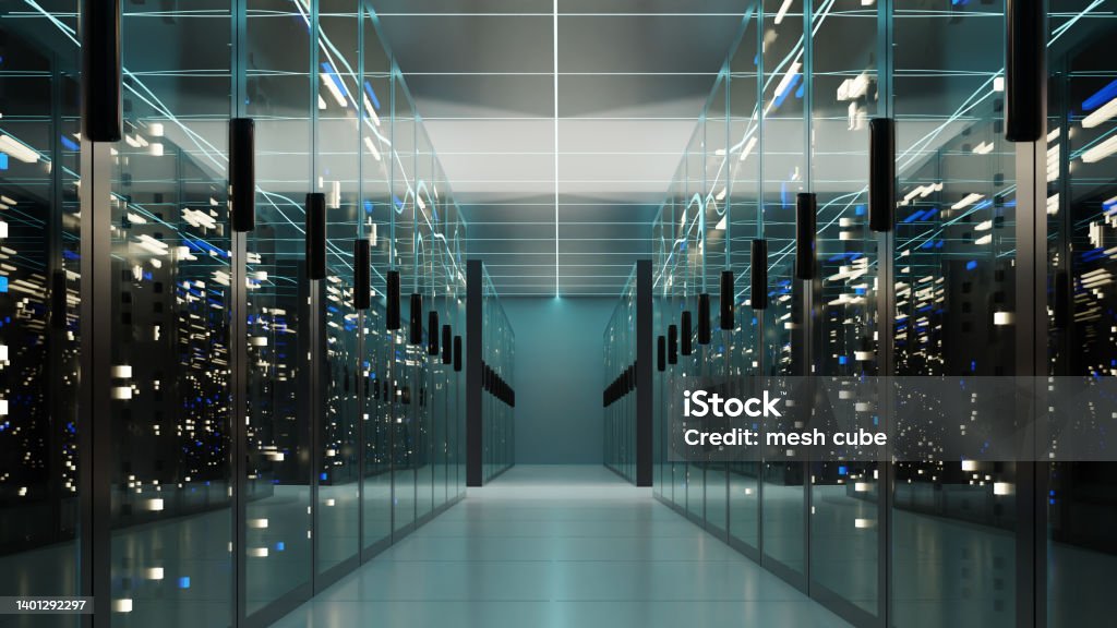 cloud data center cloud or data center, 3d rendering Data Center Stock Photo
