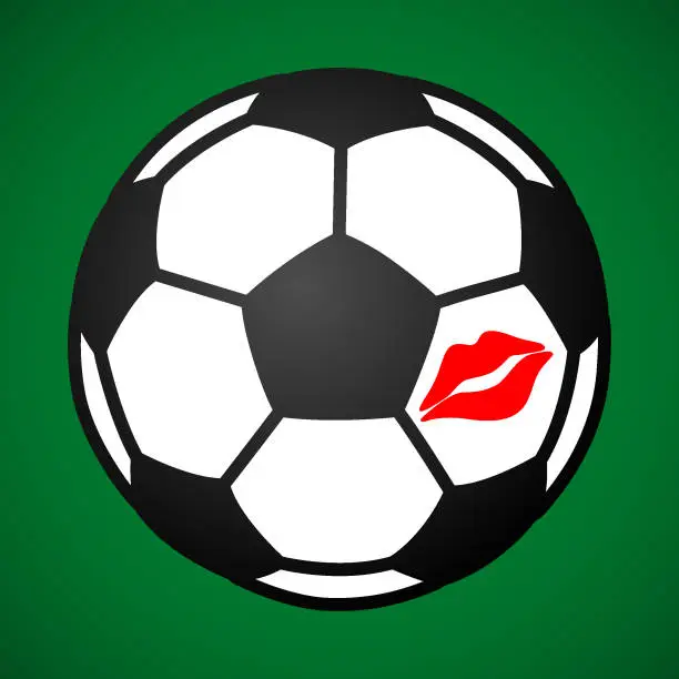 Vector illustration of Lipstick print on a soccer ball