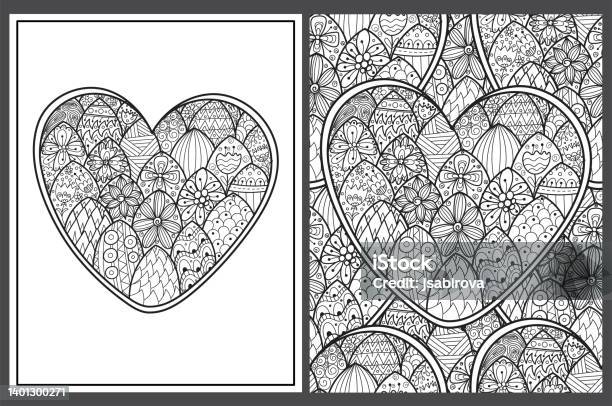 Doodle Heart In Style Coloring Pages Stock Illustration - Download