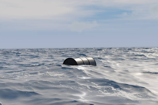 istock Oil Drum Barrel In The Open Sea. Toxic Waste. 3D Rendering Of Environmental Pollution Problems Concept 1401304836