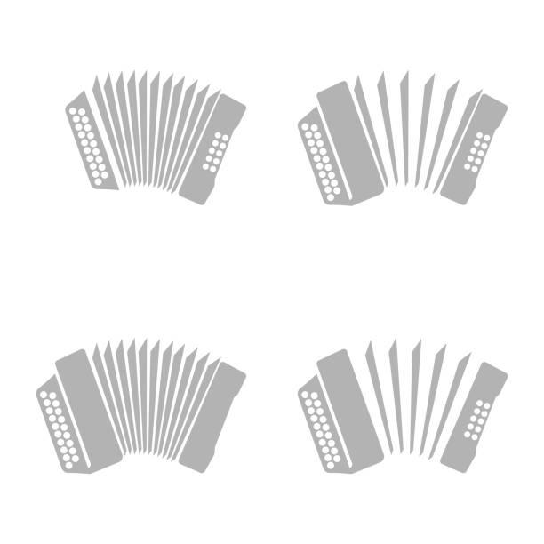 ilustrações, clipart, desenhos animados e ícones de ícone de acordeom em um fundo branco, ilustração vetorial - accordion harmonica musical instrument isolated