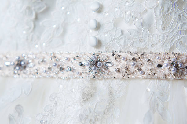 istock Wedding dress belt with pearl and stones 1401310937
