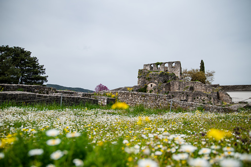 Springtime landscape of Ruins at Medieval Ottoman Fortress of the Capital City of Epirus Region; Ioannina in Greece