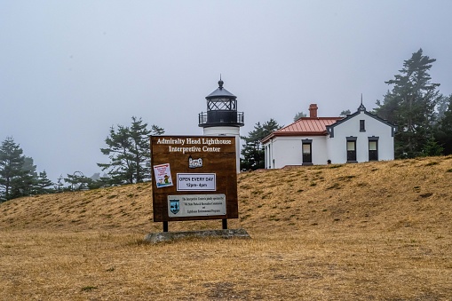 Whidbey Island, WA, USA - August 20, 2021: Admirality Head Lighthouse Interpretive Center