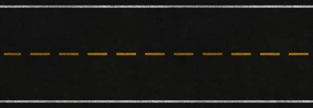 istock panoramic asphalt road with white and yellow marking stripes 1401314106