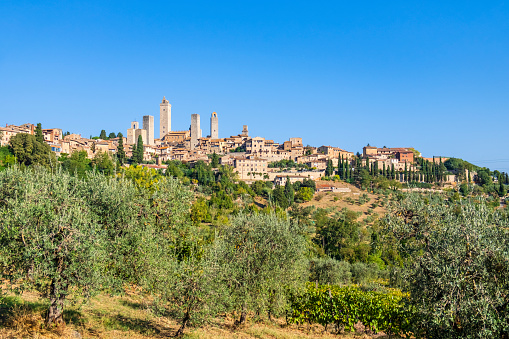 Panoramic view of San Gimignano, a small walled medieval hill town included in the UNESCO World Heritage Site