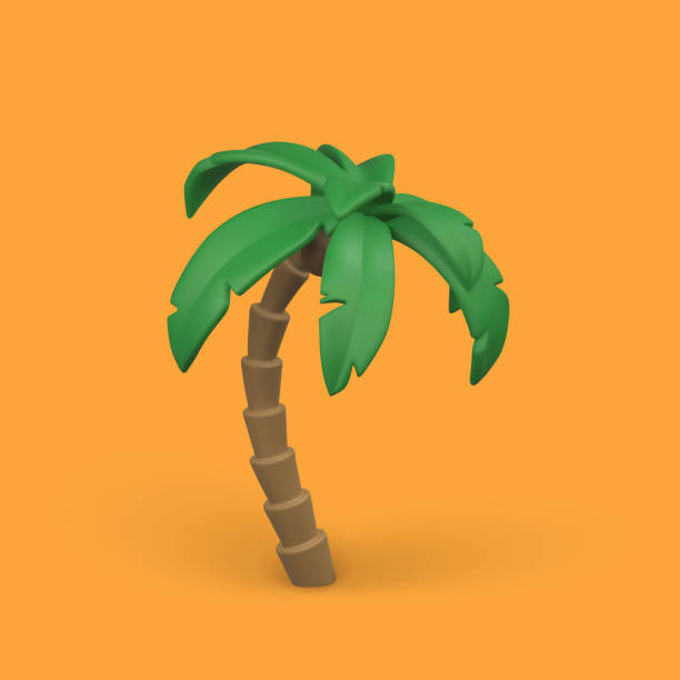 istock 3D Cute cartoon tropical palm tree. Realistic jungle tree on orange background. Summertime object. Vector illustration 1401317855