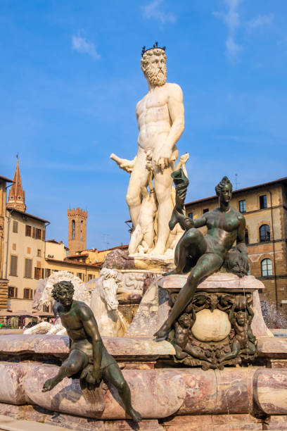 fontaine de neptune, florence - toscane - tuscany florence italy italy neptune photos et images de collection