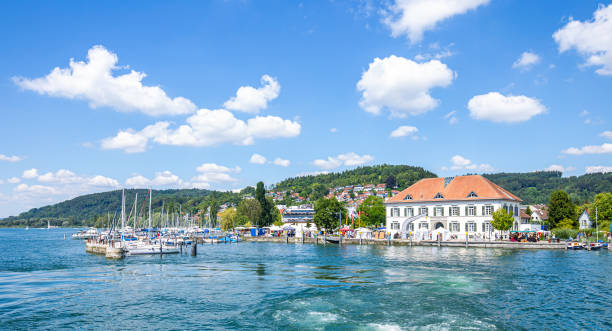 View of the promenade in Ludwigshafen on Lake Constance stock photo