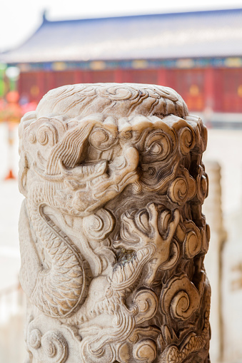 Traditional Chinese house and the marble fence