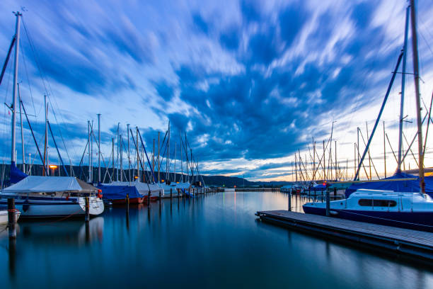 View of the marina of Ludwigshafen on Lake Constance stock photo