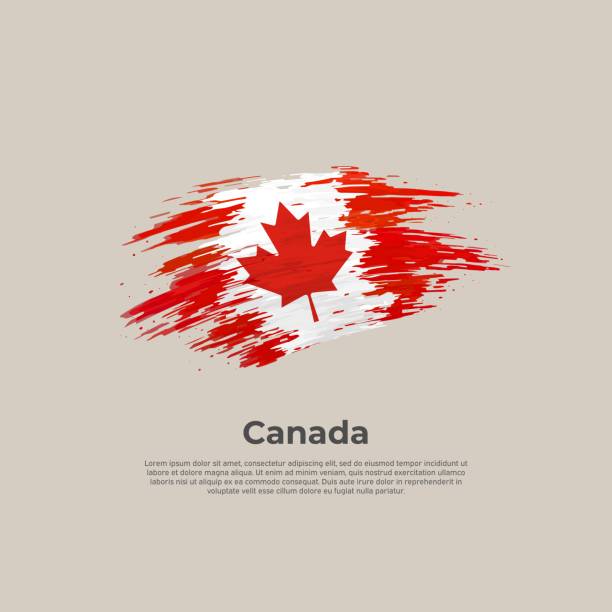 ilustraciones, imágenes clip art, dibujos animados e iconos de stock de bandera de canadá. pincel pintado de la bandera canadiense sobre un fondo blanco. pinceladas. diseño vectorial cartel nacional, plantilla. lugar para texto.  bandera patriótica estatal de canadá, portada. espacio de copia - canada canadian flag business canadian culture