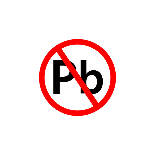 istock No  Plumbum Pb icon. No lead red prohibited sign. 1401325522