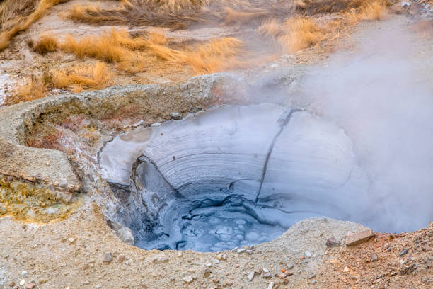 Geothermal Well - Tuscany Boiling water in a geothermal well geothermal reserve stock pictures, royalty-free photos & images
