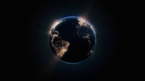 istock Planet Earth with city light illumination. 3D render 1401326943