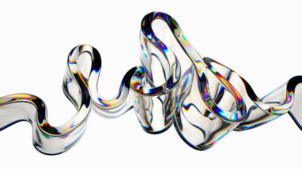 istock 3d render, abstract wallpaper, curvy glass shape isolated on white background. Macro design element 1401328645