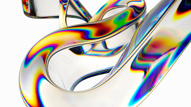 istock 3d render, abstract wallpaper, glass wavy shape isolated on white background. Macro design element 1401328655