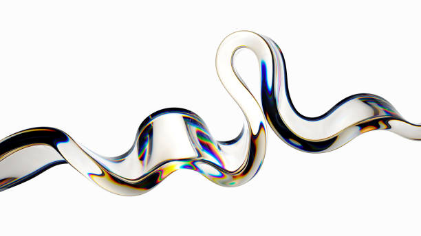 istock 3d render, abstract glass wavy shape isolated on white background. Modern minimal wallpaper 1401328668