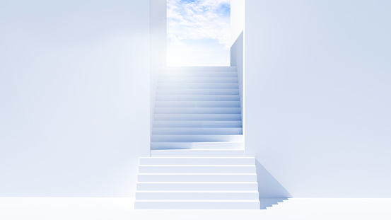 The stairs of the commercial building in the simple white style