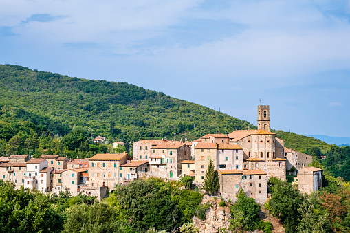 Skyline of Sasso Pisano, a village of medieval origin located at the top of a hill in the hinterland of the province of Pisa
