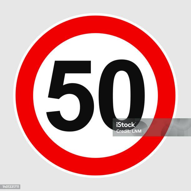 50 Speed Limit Sign Vector Illustration向量圖形及更多50號圖片 - 50號, 交通標誌, 標誌