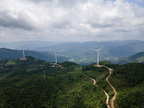 Wind power at the top of the mountain in Fujian,China.