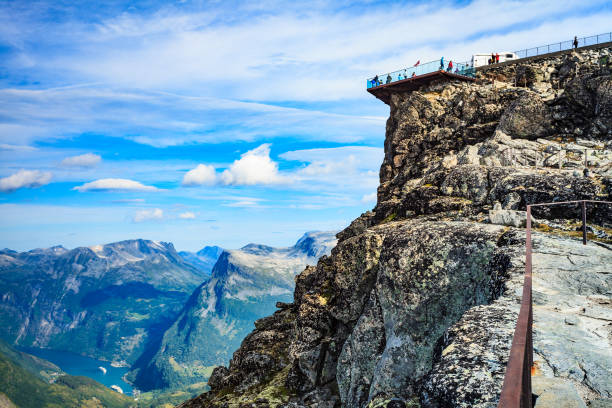 istock Mountains landscape with Dalsnibba viewpoint, Norway 1401332102