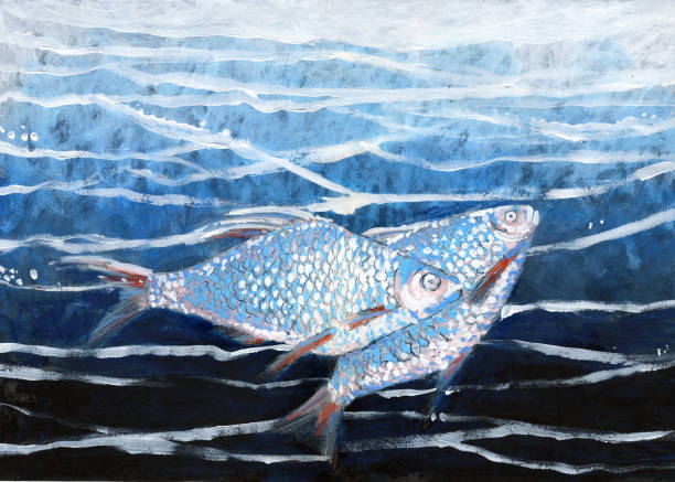 istock Fish in the sea waves. Seafood. Fish market. 1401332732