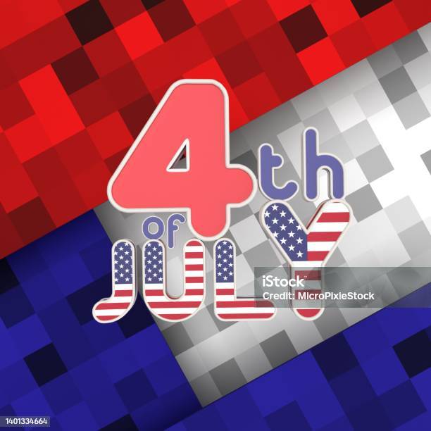 Pixel Art 4th Of July American Flag Colors Abstract Background Stock Photo - Download Image Now
