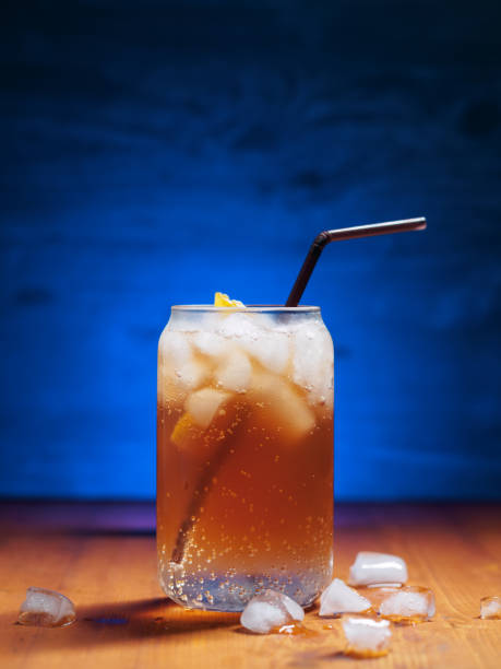 istock Cold espresso coffee tonic on a blue background 1401338684